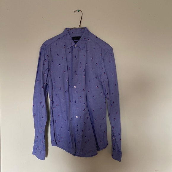 Zara Man Dress Shirt Slim Fit Small hockey pattern - Picture 1 of 5